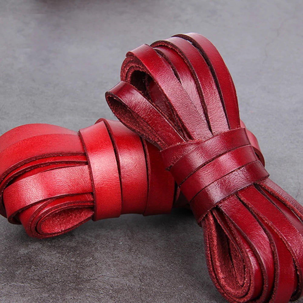 1/2/3/4/5/6/8mm 2 meter Red Coffee Genuine Leather Cord Flat/Round Rope DIY Jewellery Making