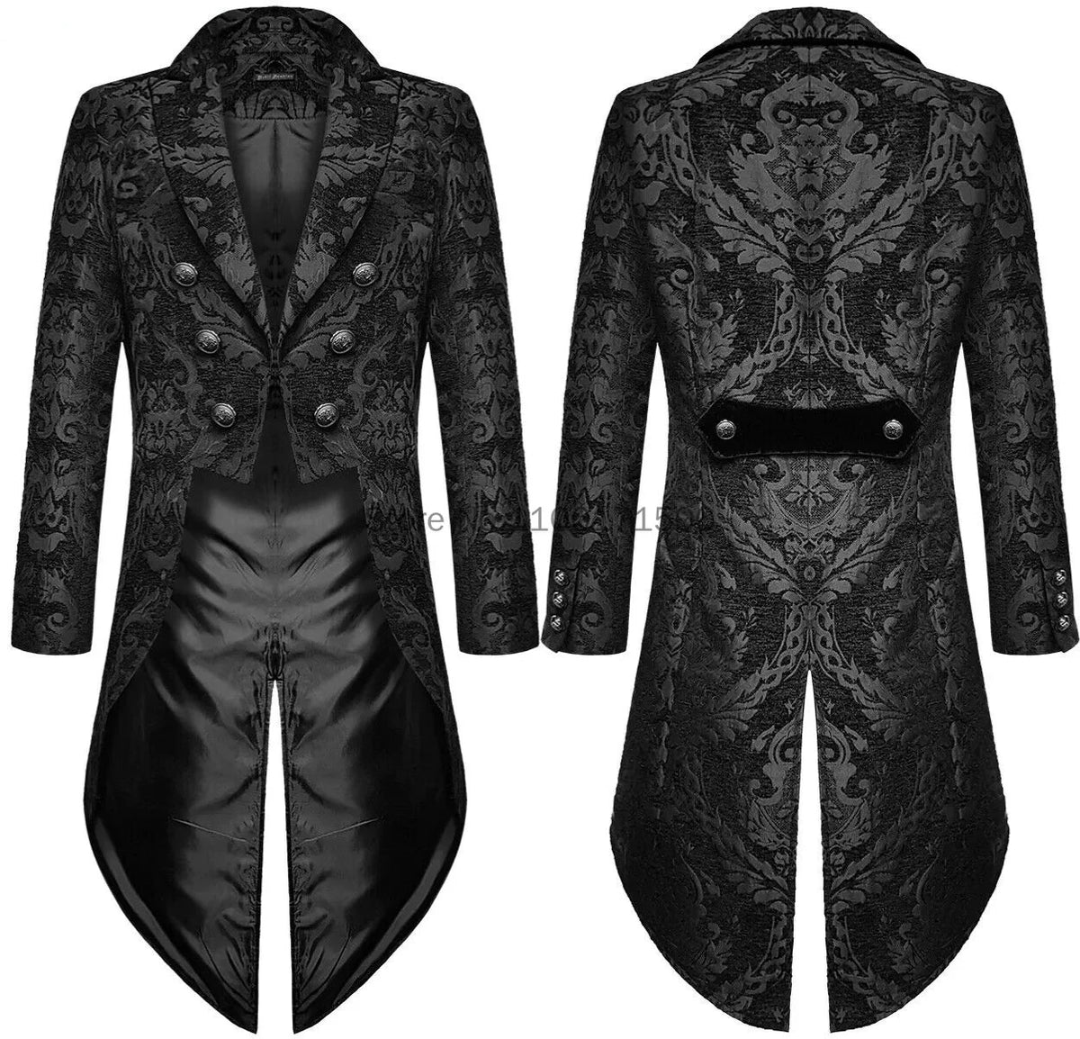 Mens Gothic Steampunk Tailcoat Medieval Brocade Damask Jackets