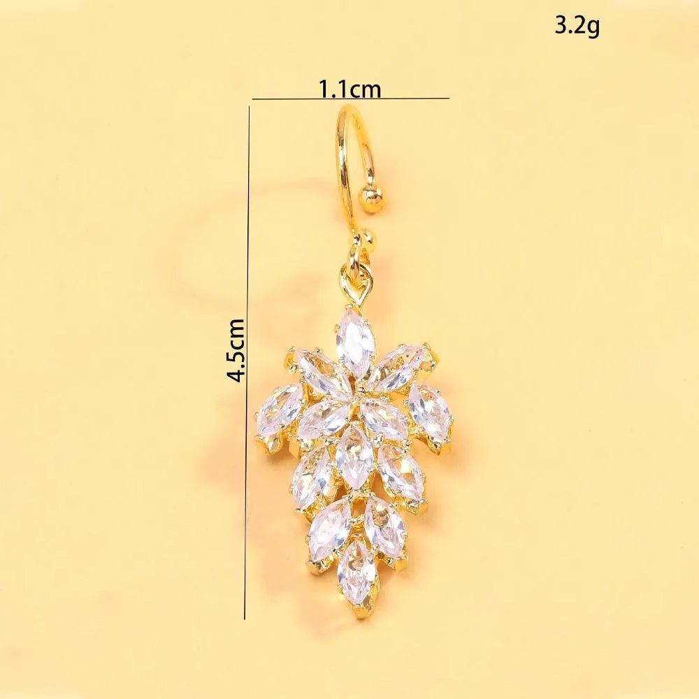 Leaf Charm Lip Ring Zircon Non Piercing Face Jewellery Labret Cuff