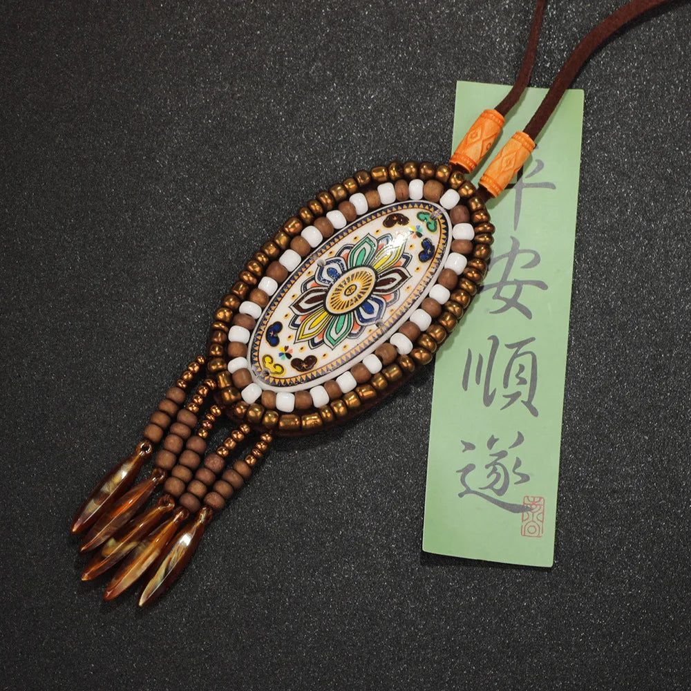 Handmade Beaded Leather Boho Necklaces