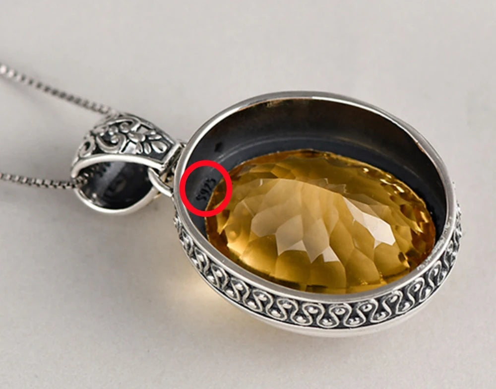 The Eye of Persuasion S925 Sterling Silver Pendant Natural Yellow Crystal