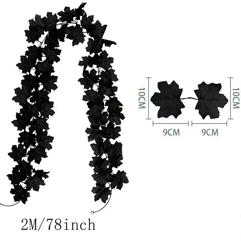 200CM Autumn Artificial Maple Leaf Garland Wreath Vine Home Decor Garden Halloween Windows Decoration