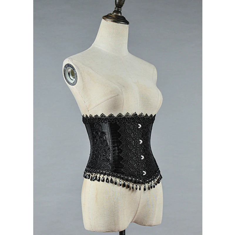 Palace Principessa Beaded Trim Steel Bone Black Lace Underbust Corset