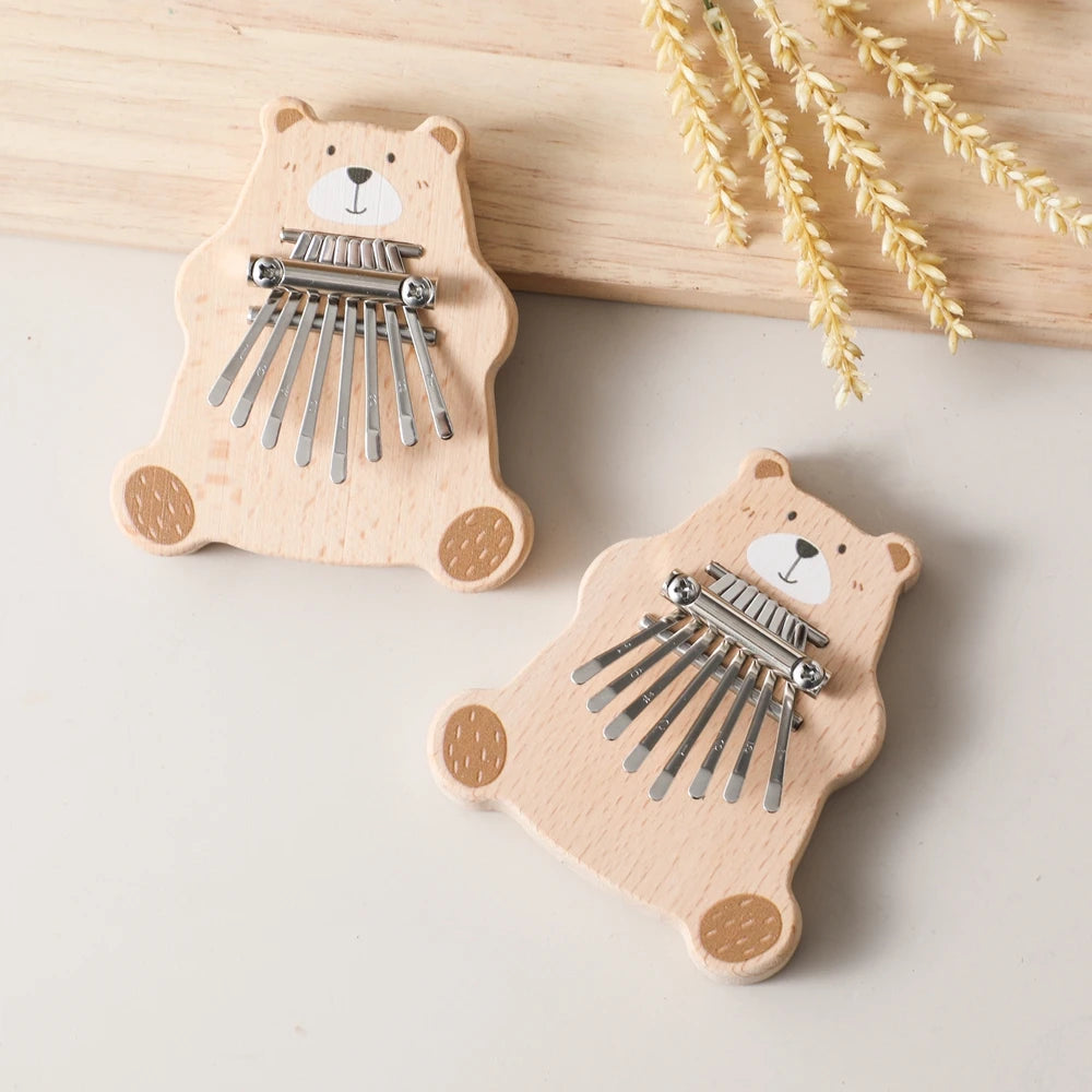 Bear Kalimba 8 Key Mini Thumb Piano Montessori Musical Instrument Toys for Children