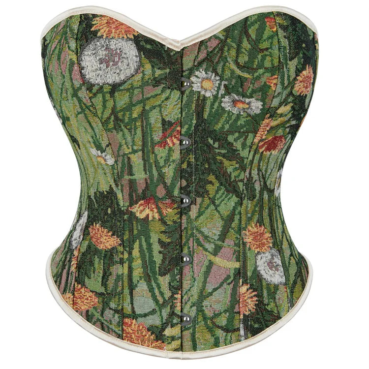 Dandelion Overbust Corset Top Floral Monet Oil Painting Corsets