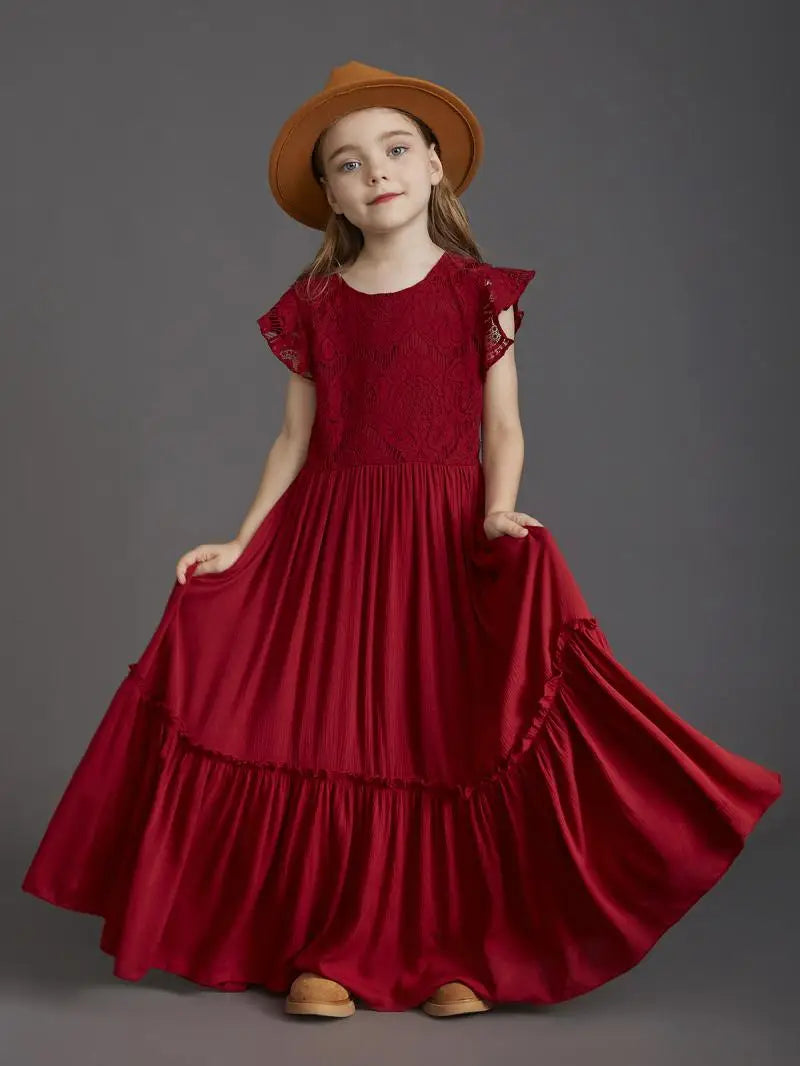 Flower Girls Lace Maxi Photo Shoot Dress