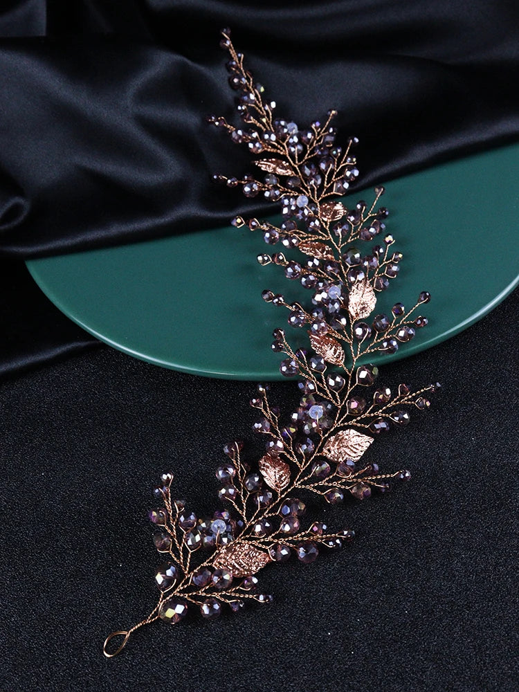 Purple Crystal Bridal Headdress Hair Accessories