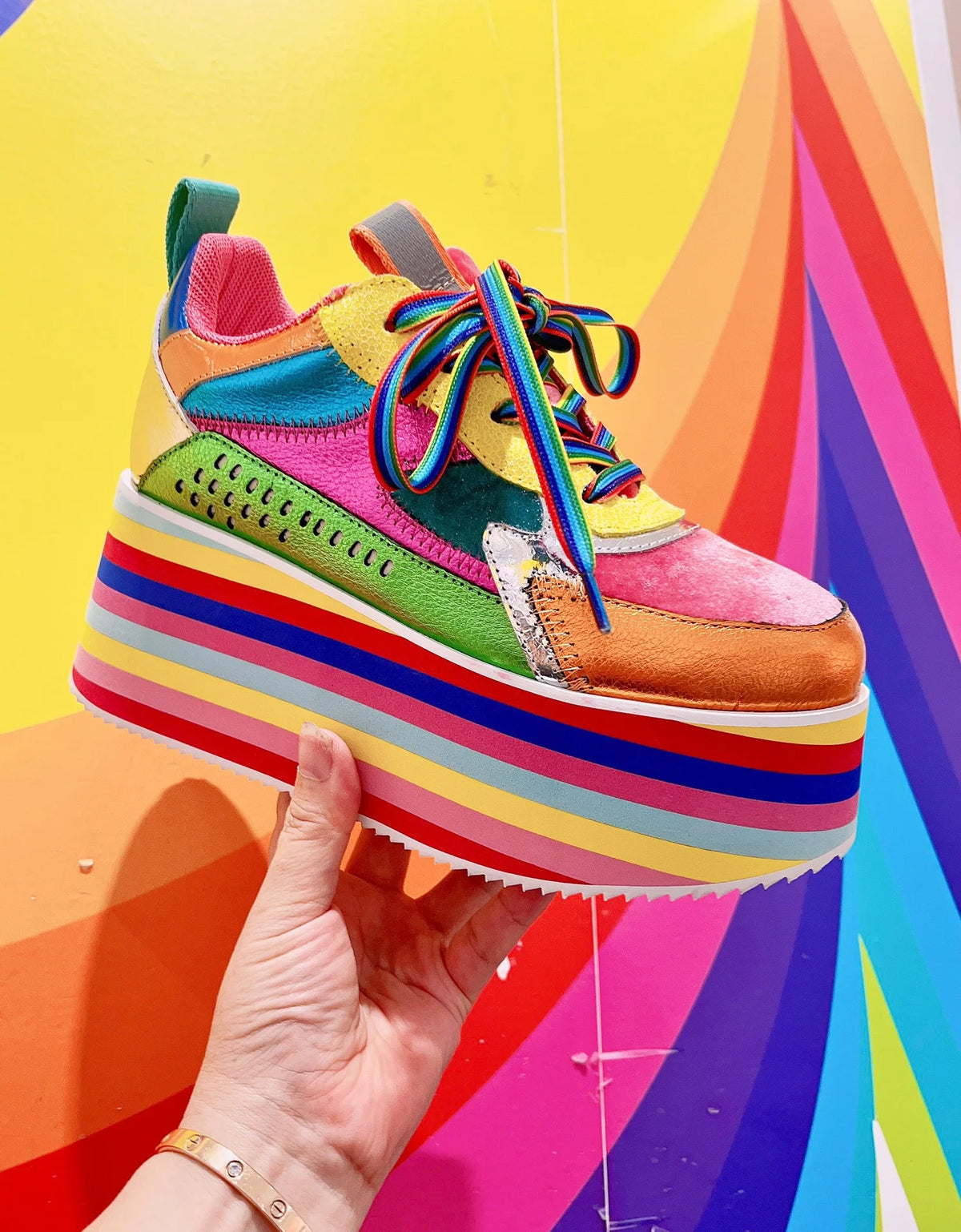 Rosie's Rainbow Sneakers Chunky Platform Shoes