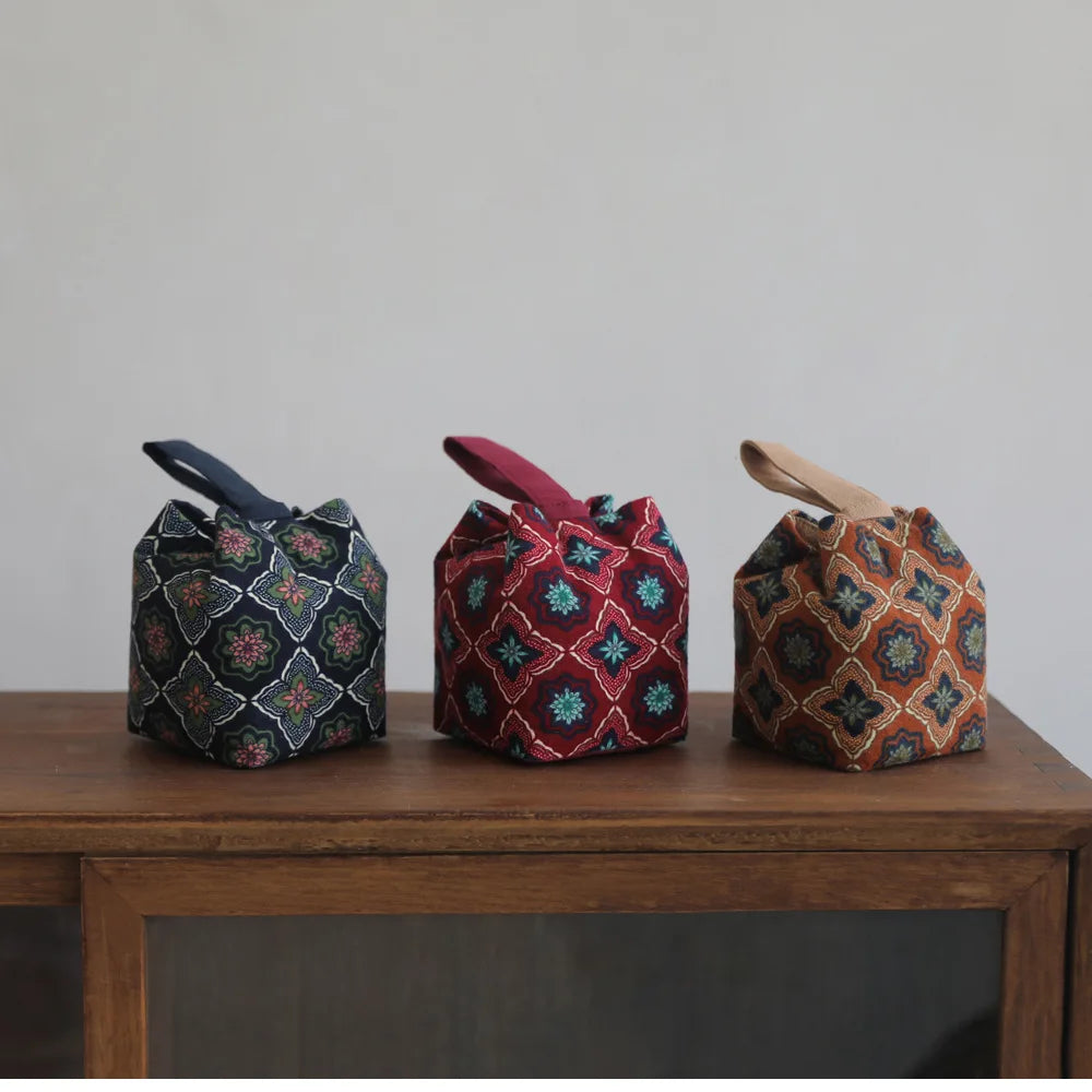 Padded Cotton Teacup Storage Bag Ceramic Glass Drawstring Bags Portable Organiser