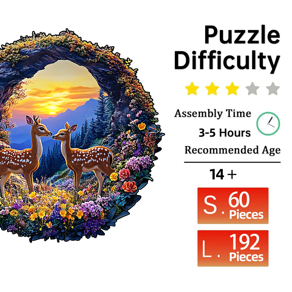 Spring Mountain Deer Unique Shape Wooden Jigsaw Puzzles