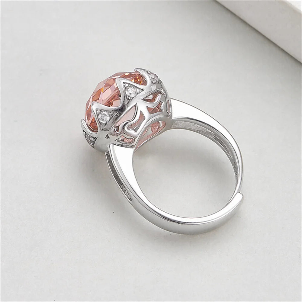 Nymphaea's Jewel S925 Sterling Silver Ring Natural Amethyst Morganite Zircon