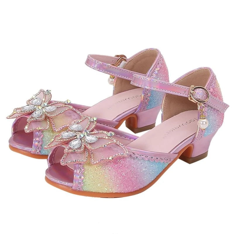 Party Shoes for Girls Glittery Butterfly Mary Jane Sandals Purple Gold Pink Blue