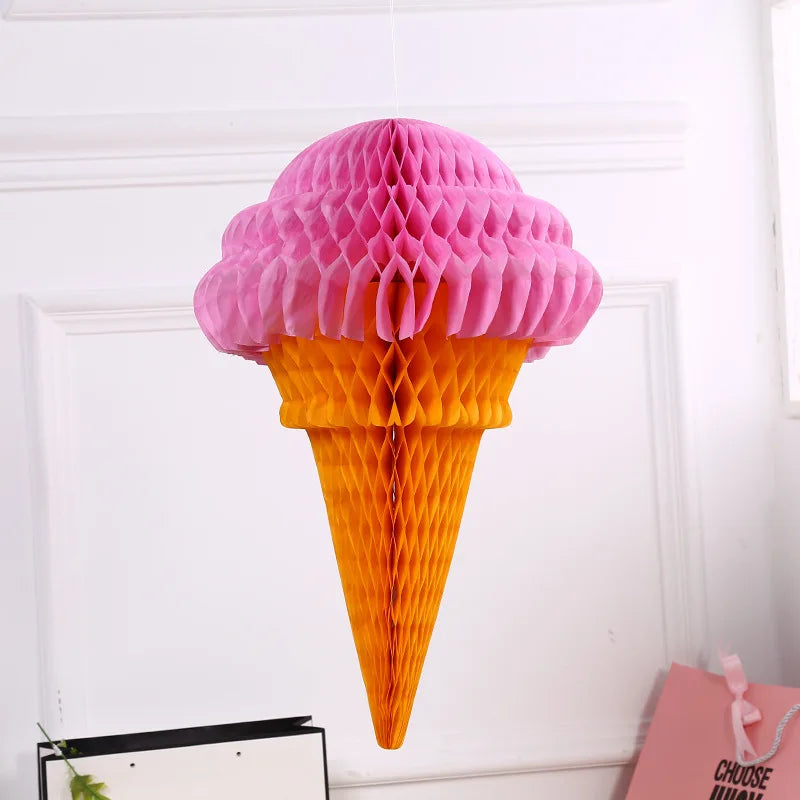 Ice Cream Honeycomb Paper Decorations