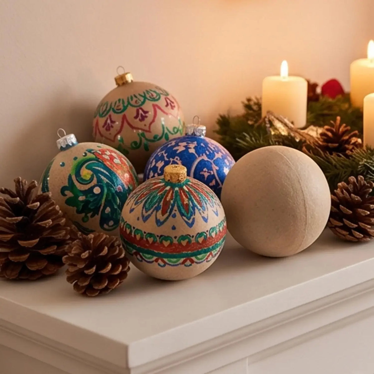 DIY Paintable Papier-mâché Balls Xmas Tree Hanging Ornaments Blank Fillable Paper Sphere