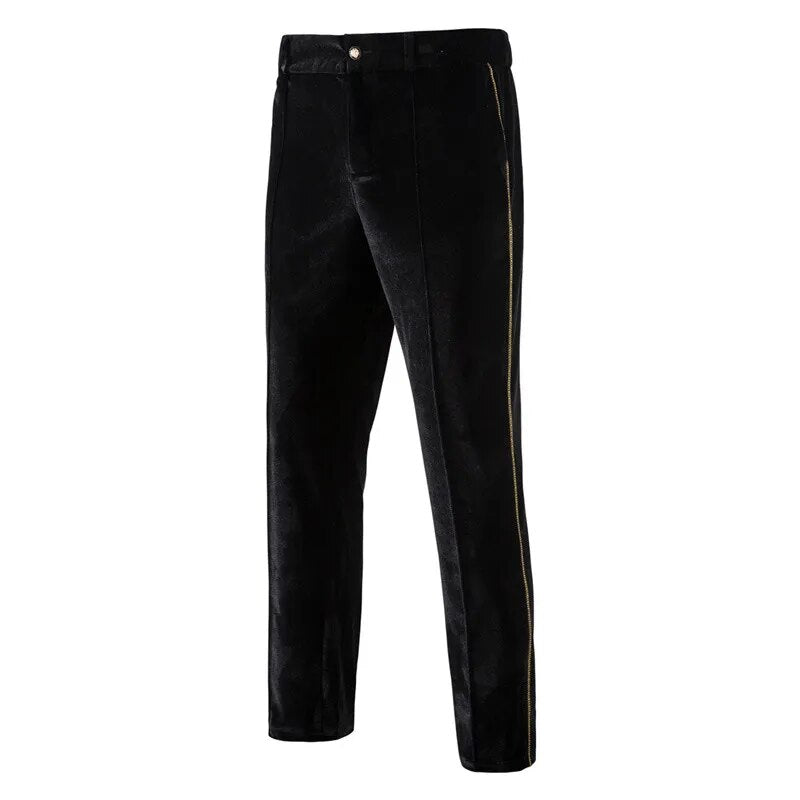 Plush Velvet Suit Two-piece Mens Party Suits Double Breasted Tuxedo Blazers & Pants