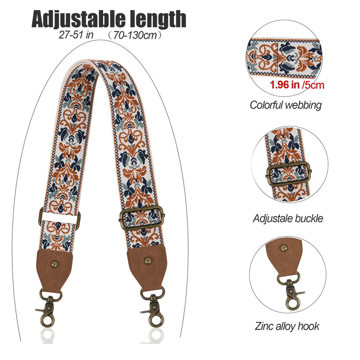 Boho Guitar Straps Embroidered Wide Handbag Luggage Straps