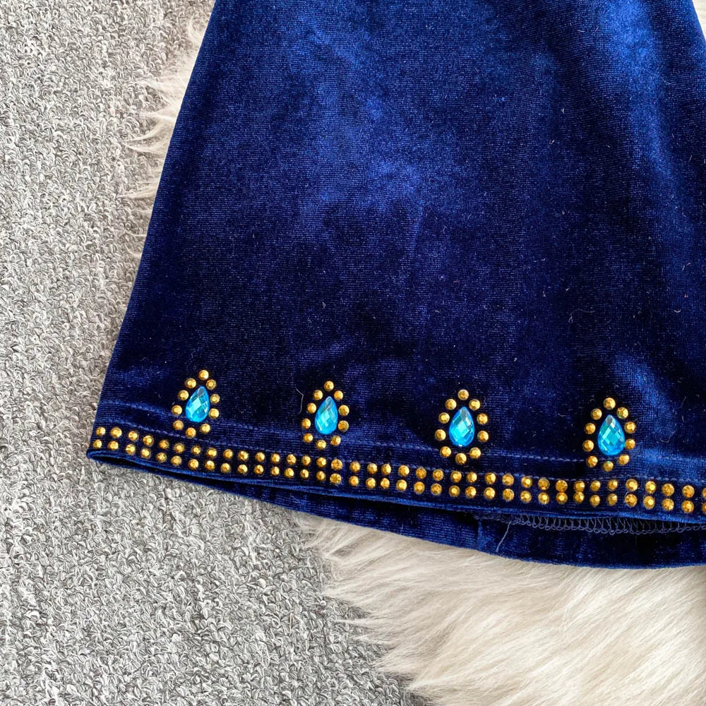 Royal Peacock Velvet Dress