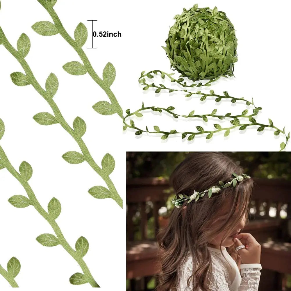 20M Leaf Ribbon Green Vine Garland Ribbon DIY Crafts Gift Wrapping