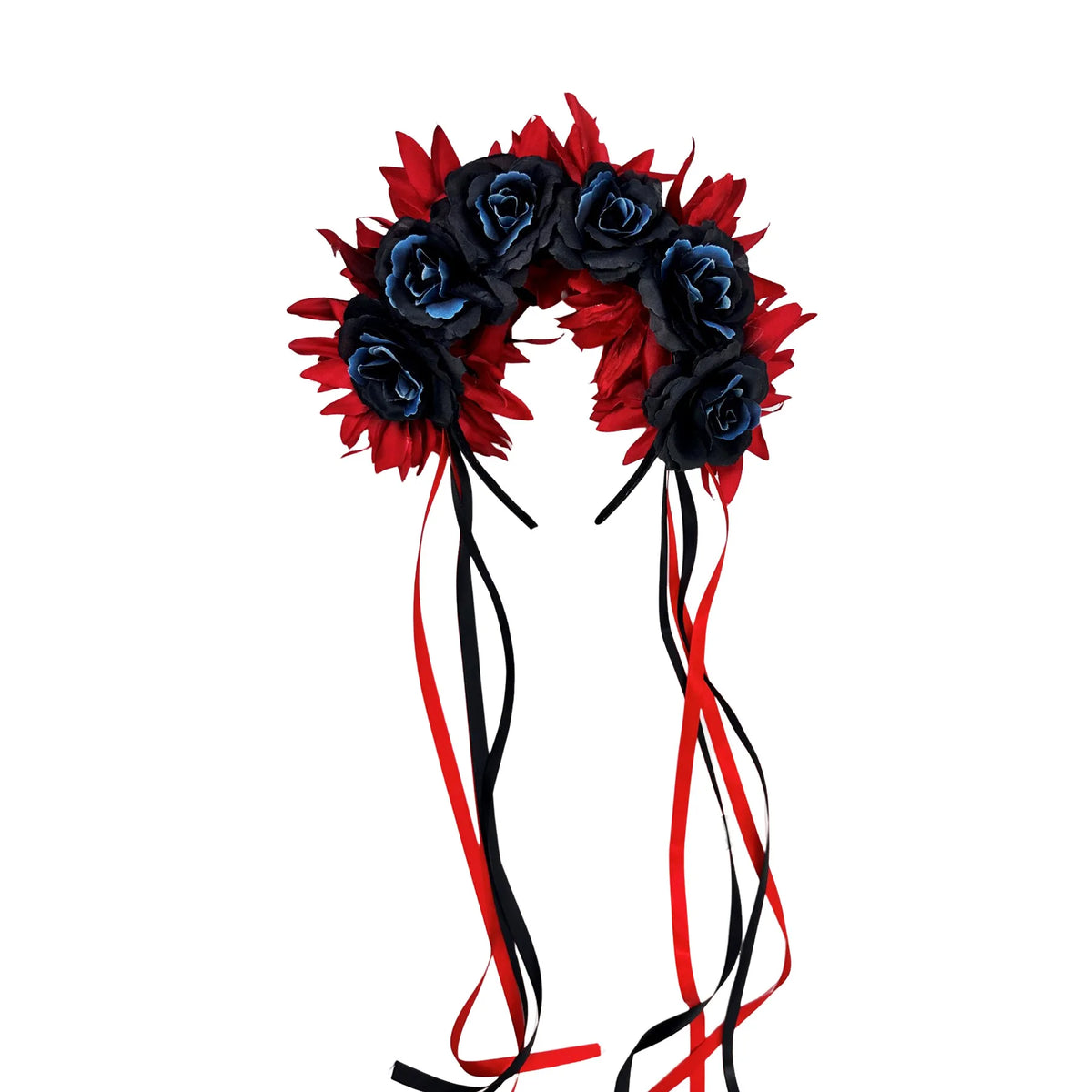 Day Of The Dead Headpiece Ribbons Feathers Floral Crown Headband