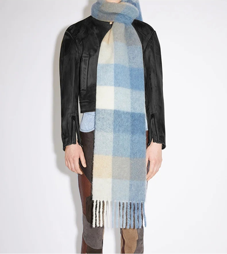 Colour Blocks Autumn Winter Plaid Scarves Imitation Cashmere Mohair