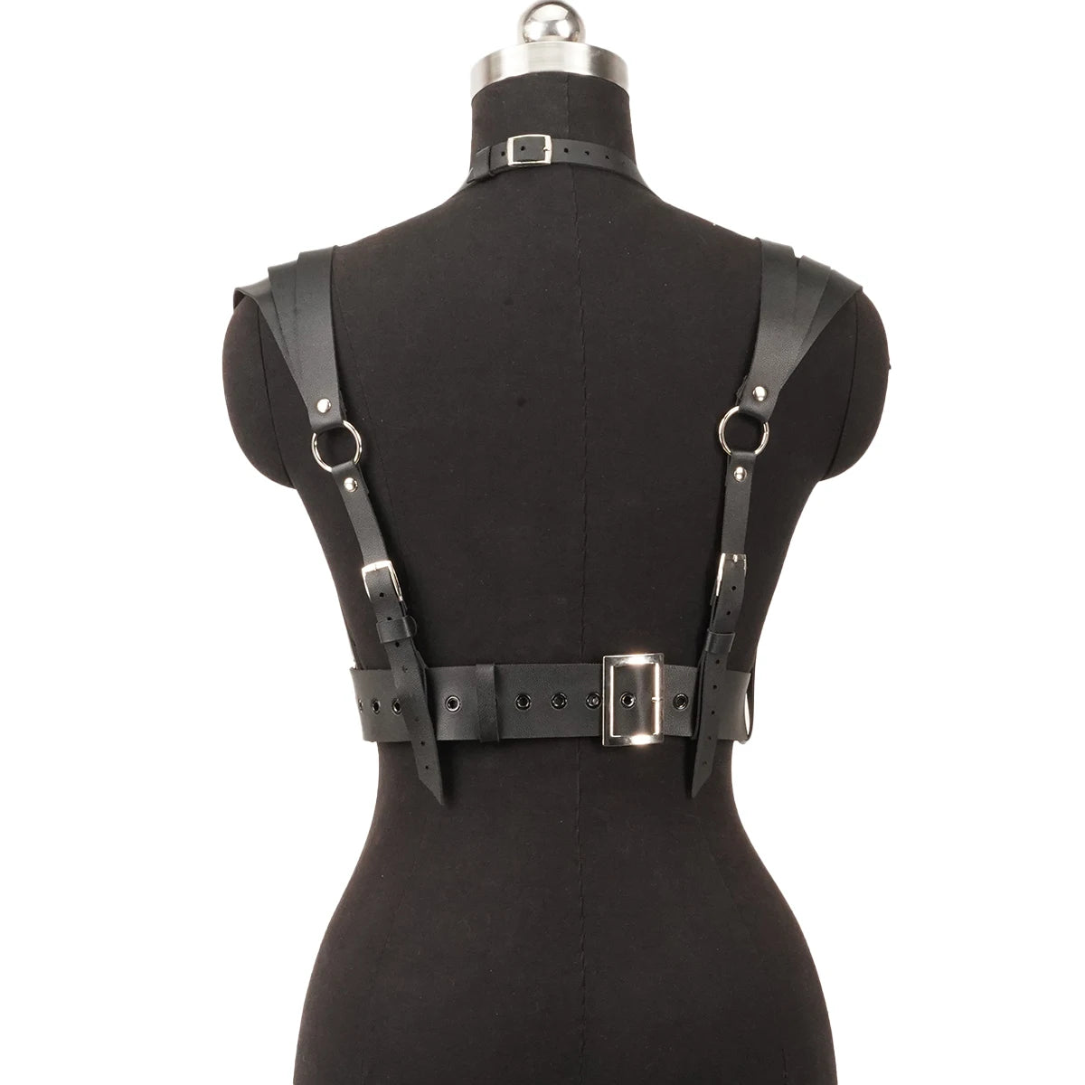 Faux Leather Body Cage Harness Tops