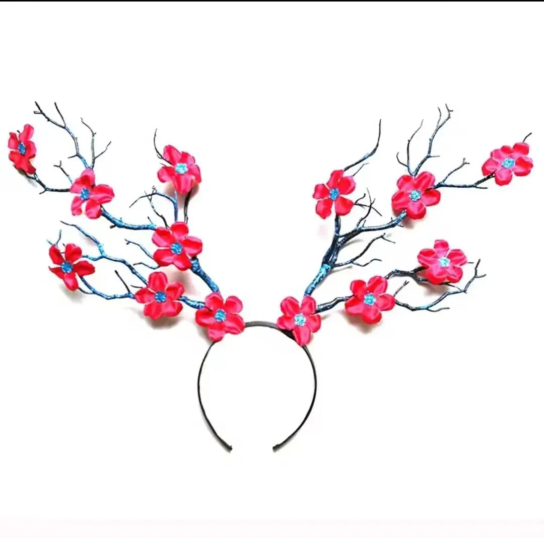 Forest Goddess Headwear Antler Deer Flower Crown Headbands Long Branches Photo Shoot Props