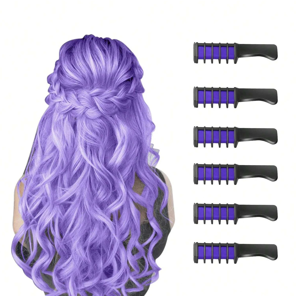 Sets of 6 Hair Chalk Combs Temporary Hair Colour Washable Hair Dye