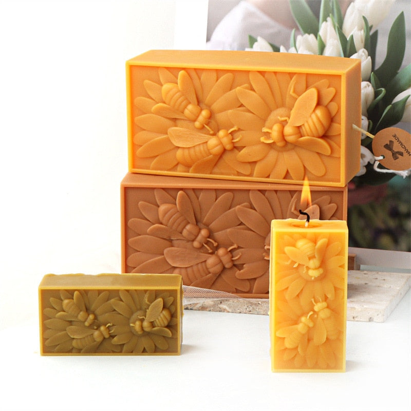 Bee Flower Silicone Mould DIY Soap Resin Baking Plaster Candle Making Moulds
