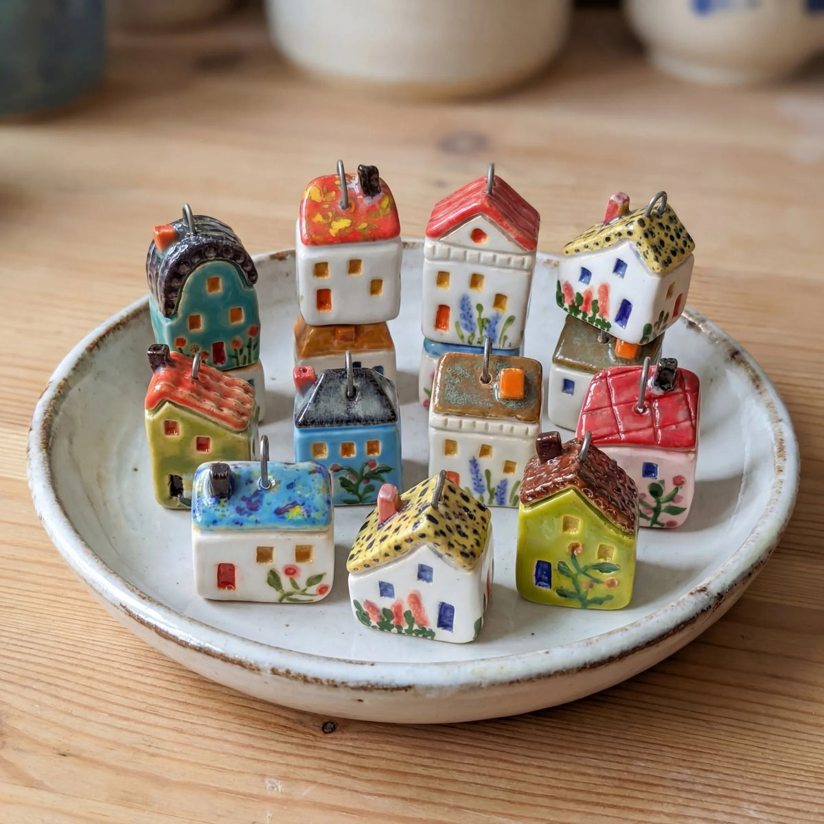 Ceramic House Charms English Cottage DIY Jewellery Making Necklace Bracelet Pendants