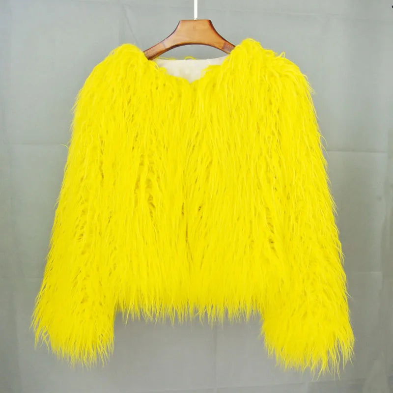 Faux Fur Coats Y2k Punk Rave Winter Jackets