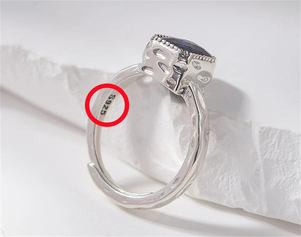 Miss Opal's S925 Sterling Silver Ring Square Opal