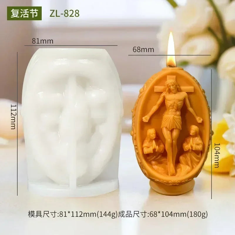 3D Easter Rabbit Relief Egg Silicone Mould Resin Candle Soap Plaster DIY Crafts