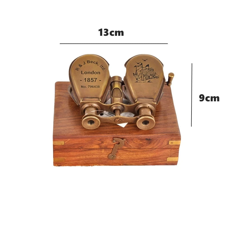 Antique Replica Brass Binoculars Desktop Ornament Mini Telescope Nautical Home Decor
