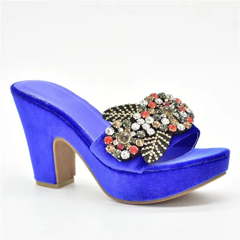 Gabby's Shoes Wedding Party Pumps with Rhinestone Platform Heels