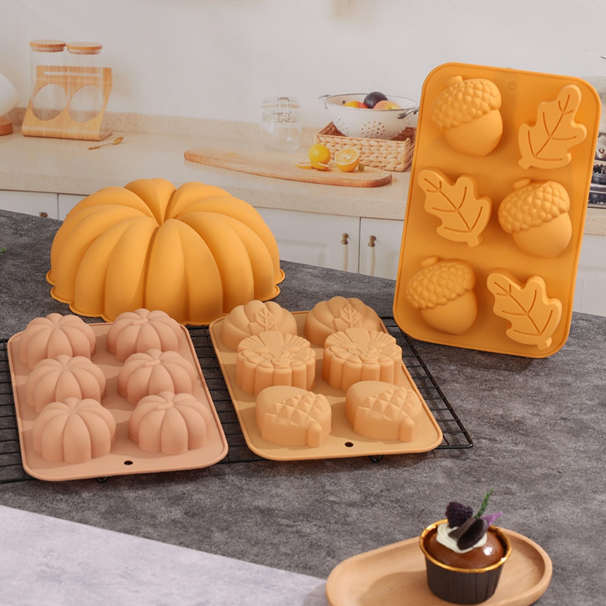 Harvest Halloween Pumpkin Pinecone Baking Soap Chocolate Candle DIY Craft Silicone Mould
