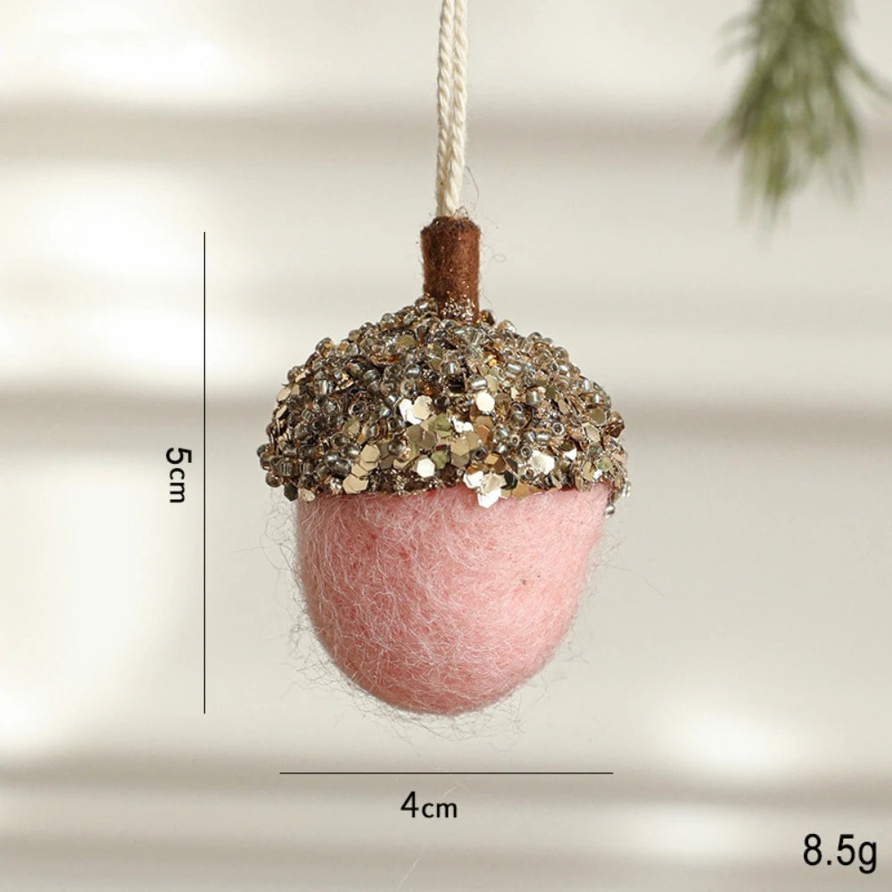 Wool Felt Glittery Acorn Ornaments Christmas Tree Hanging Decor