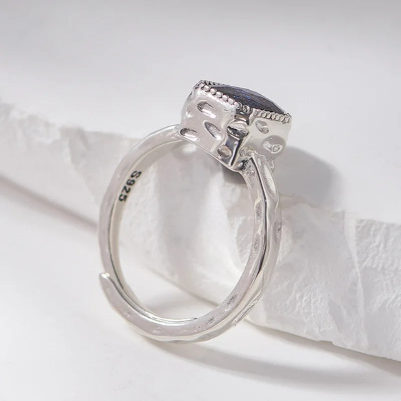 Miss Opal's S925 Sterling Silver Ring Square Opal