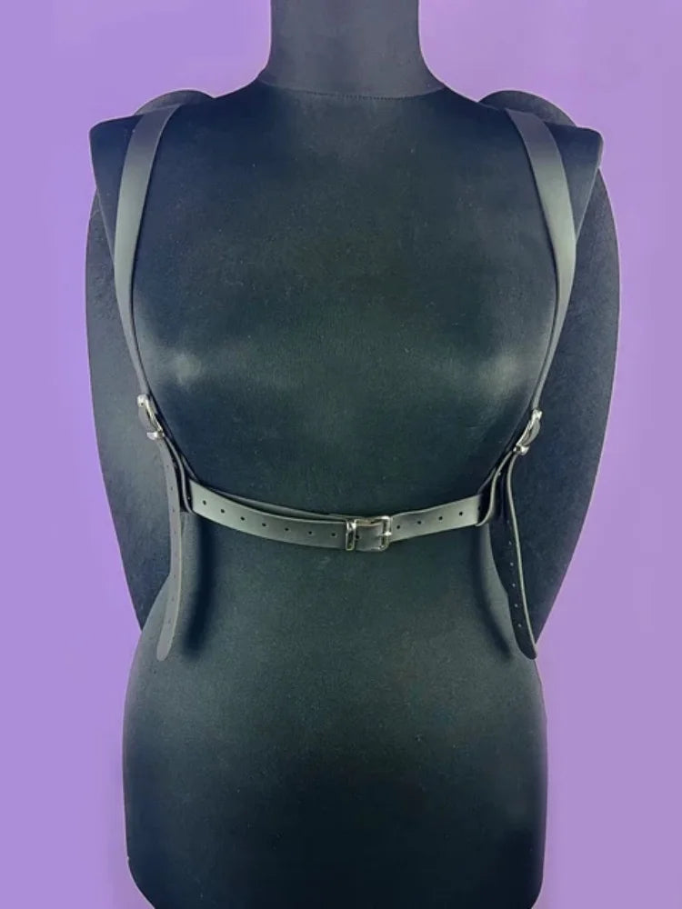 Black Angel Rivet Wings Leather Harness Festival Wear