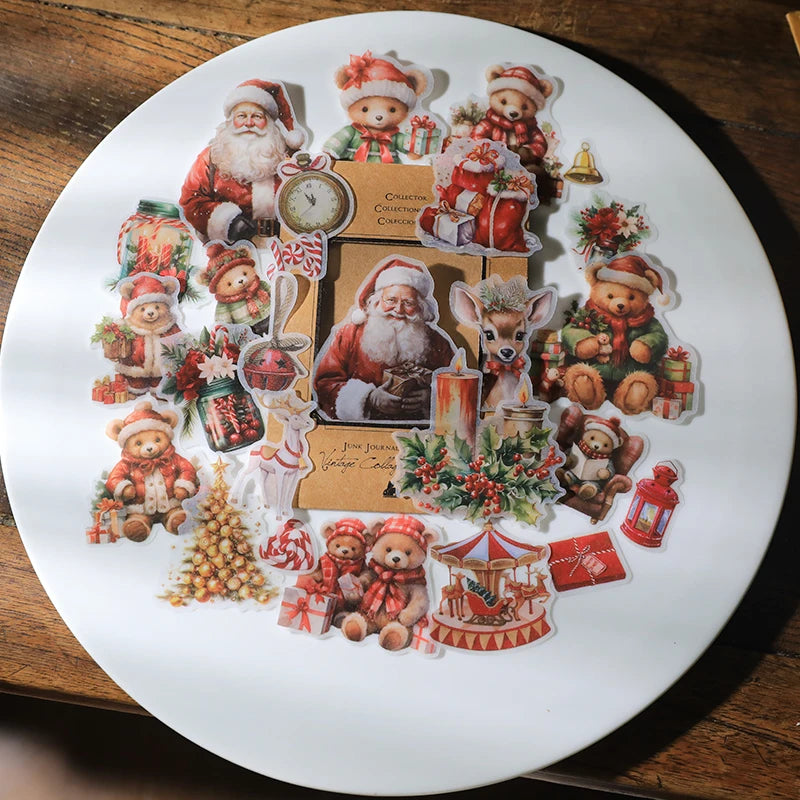 Vintage Christmas RUB ON Transfer Sticker Pack Junk Journal DIY Scrapbooking