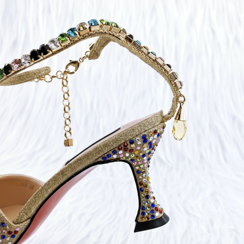 Diamond Confetti Pointed Shoes and Matching Bag Party Heels