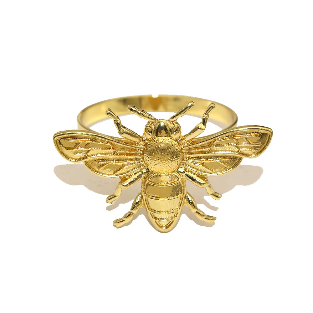 6Pcs Gold Bee Napkin Rings Table Decoration