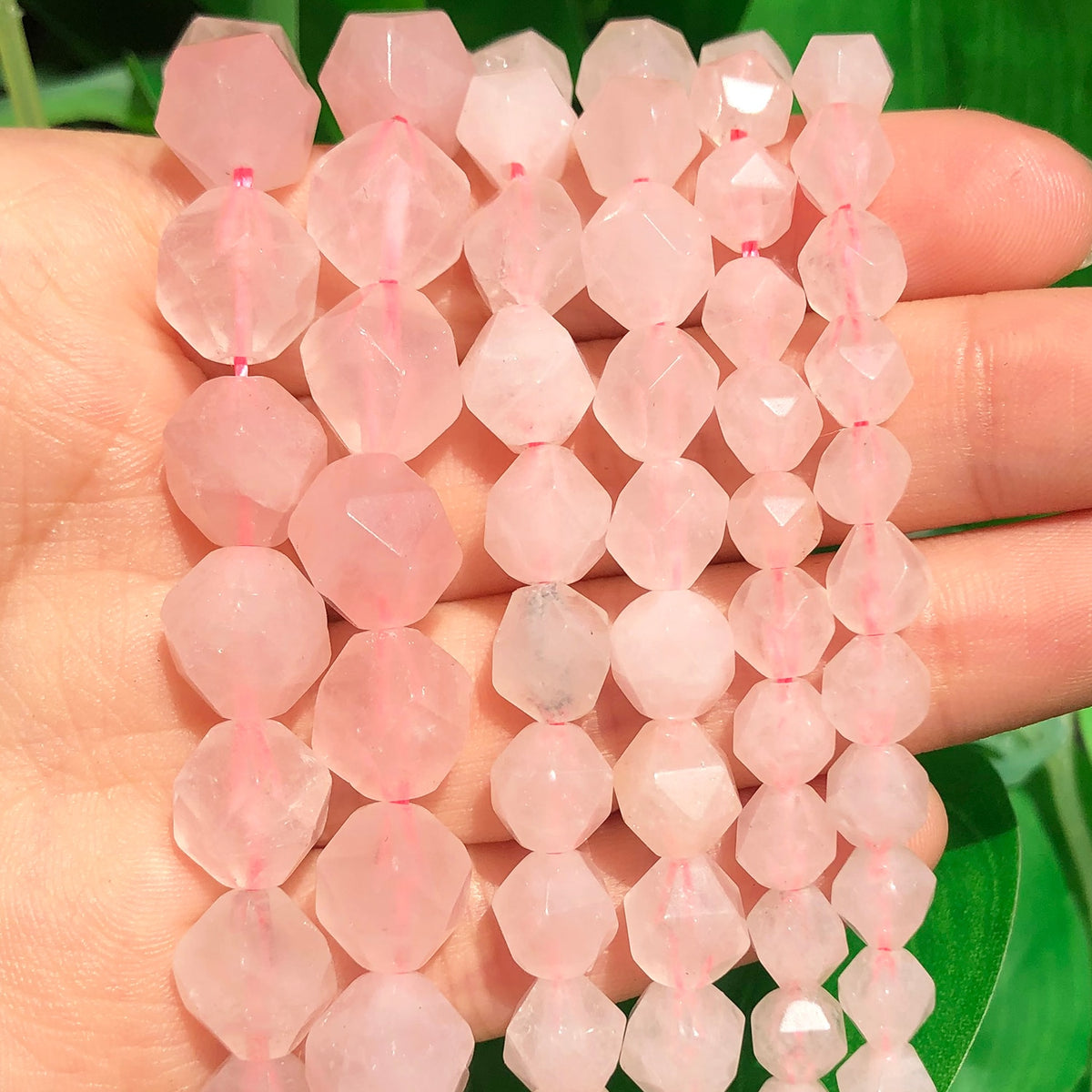 Pink Quartz Crystal Natural Stone Faceted Beads for DIY Jewellery Making