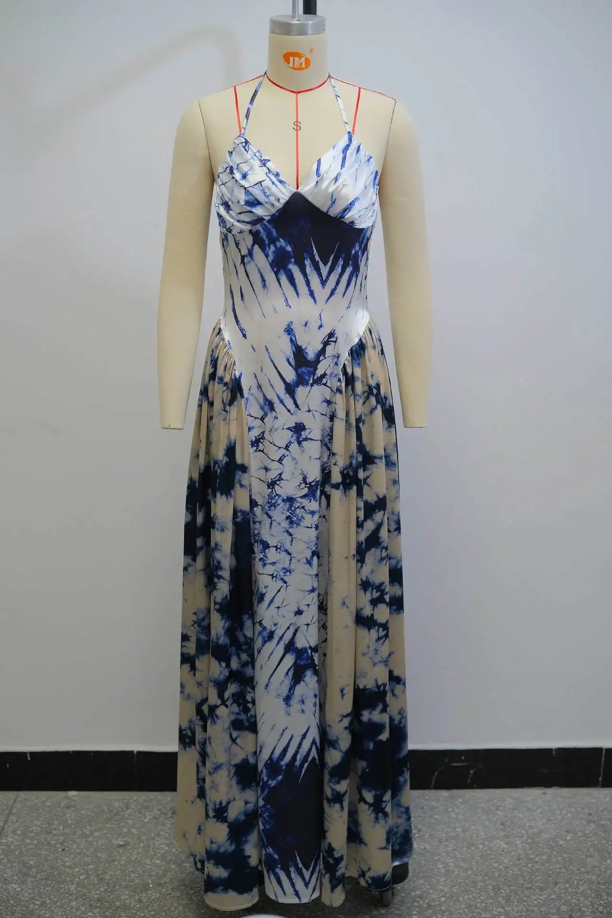 Makayla's Satin Floral Lace-up Backless Maxi Dresses
