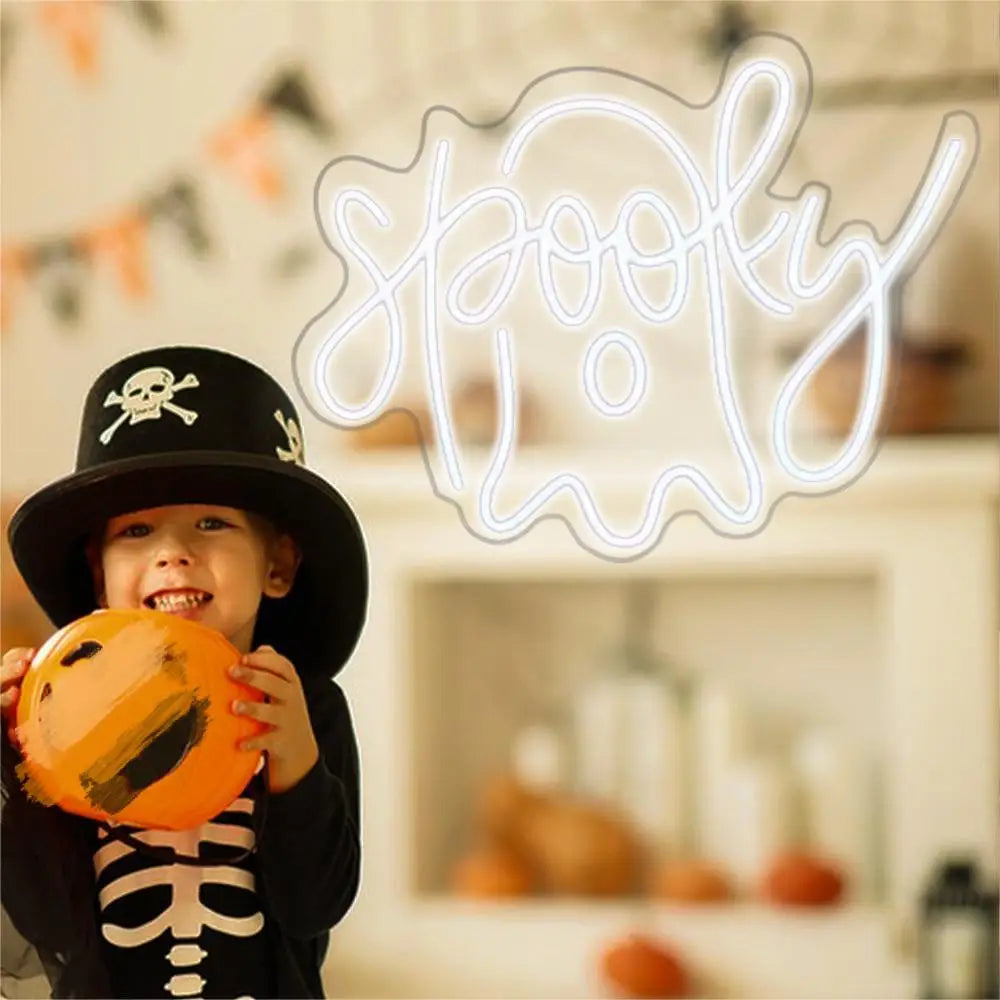 Cute Ghost Neon Sign Wall Decor Halloween Party LED Lights
