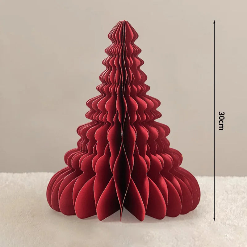 Christmas Paper Honeycomb Decorations Ball Folding Christmas Tree Table 3D Ornaments