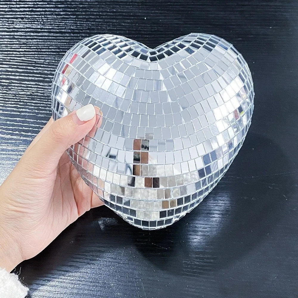 Heart-Shaped Disco Mirror Ball Decorations