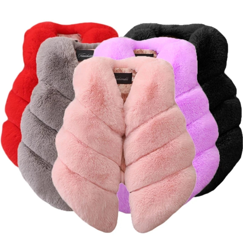 Baby Girls Faux Fur Vest Winter Outfits Kids Warm Sleeveless Coat Infant Toddler 6M-7Y Outerwear