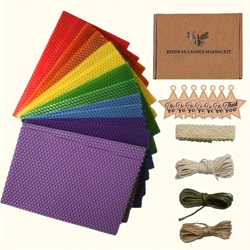 14pcs Rainbow Beeswax Candle Making Kit DIY Gifts
