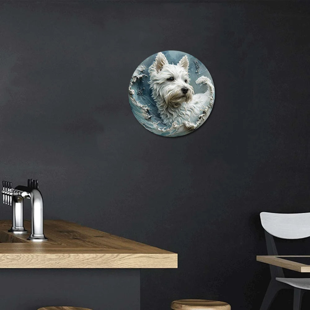 West Highland White Terrier 2D Printed Circular Metal Decorative Sign