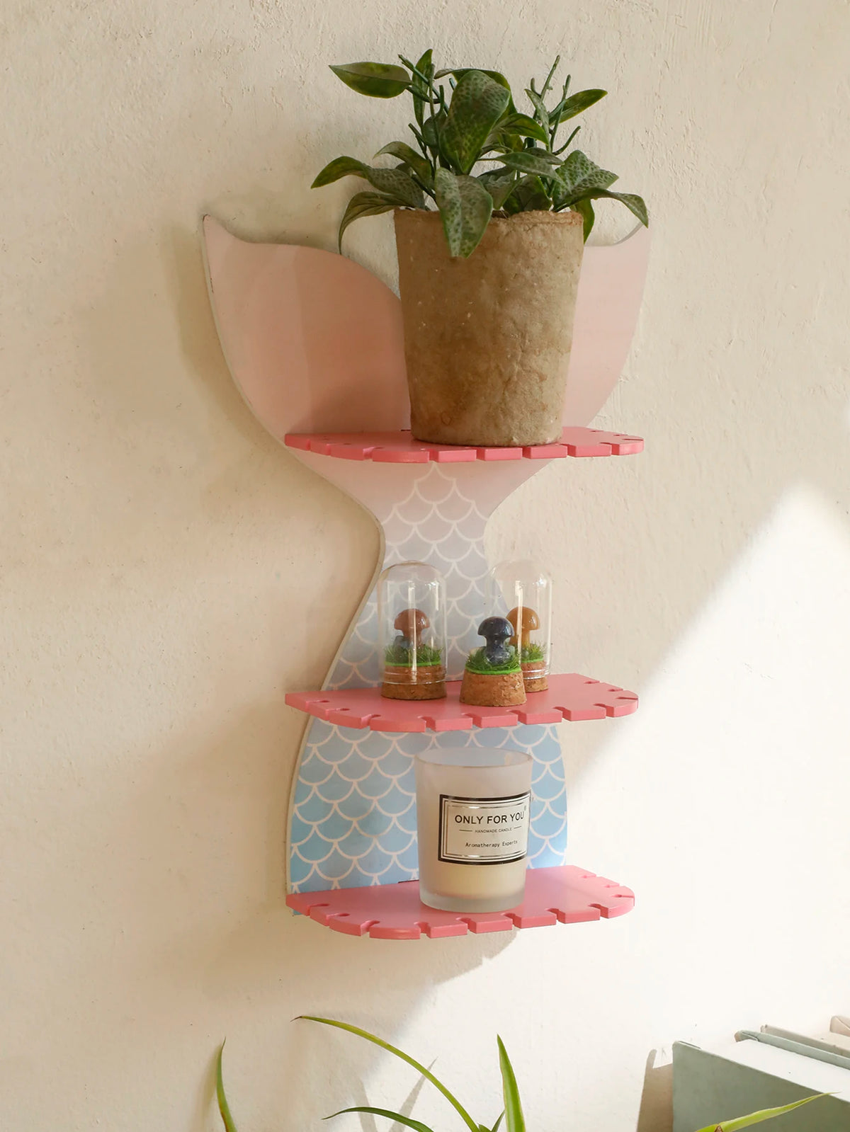 3 Tier Mermaid Tail Wall Floating Wall Shelf Jewellery Hair Accessories Display Shelves